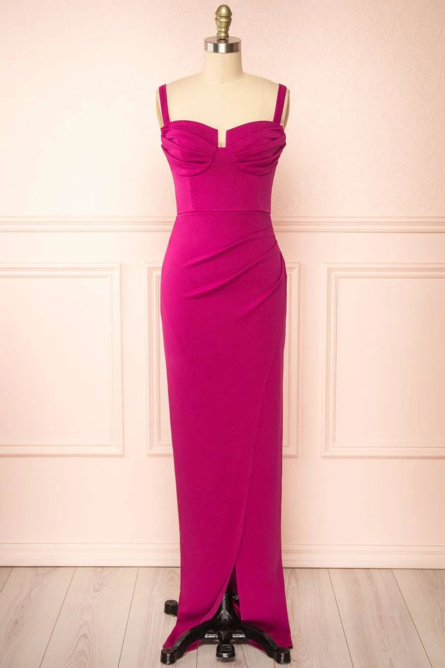 Corset Top Straps Maxi Dress with Slit