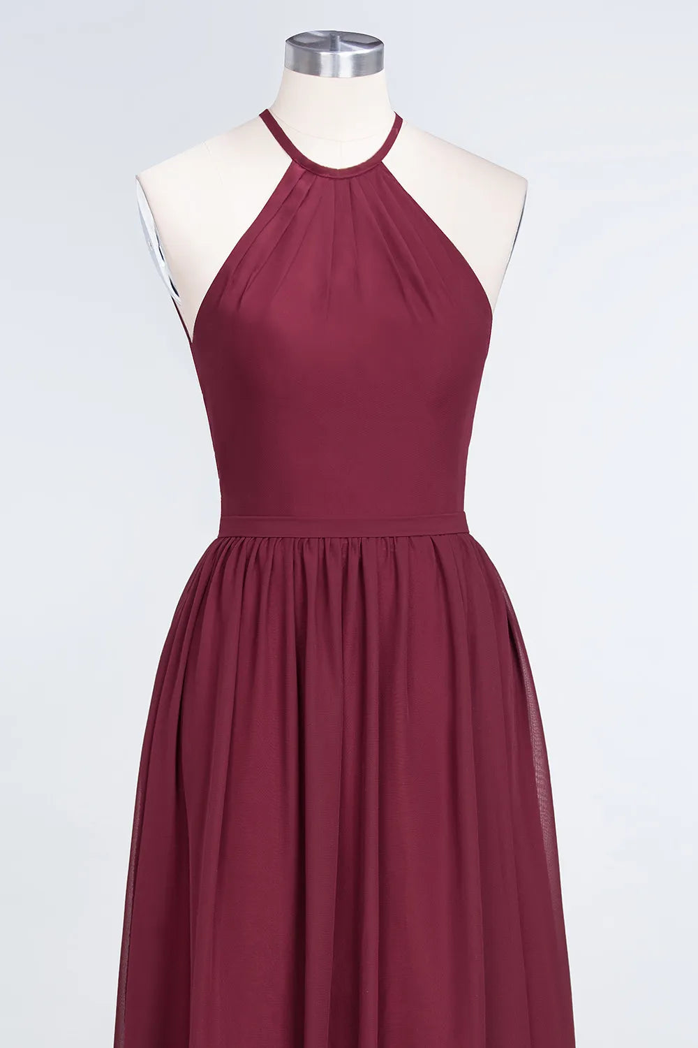 A-Line Halter Sleeveless Floor-Length Bridesmaid Dress with