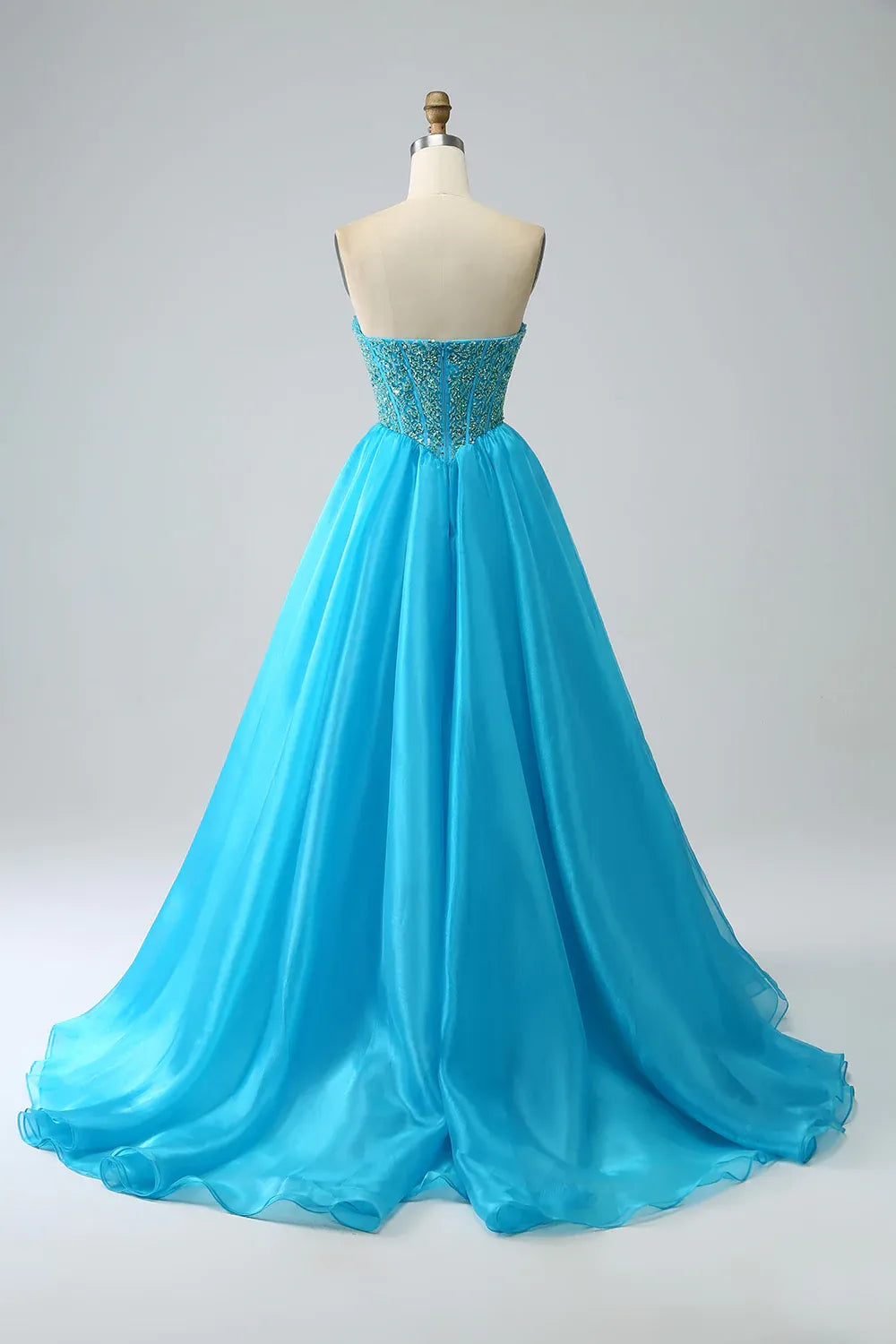 A-Line Beaded Long Prom Dress with Detachable Sleeves