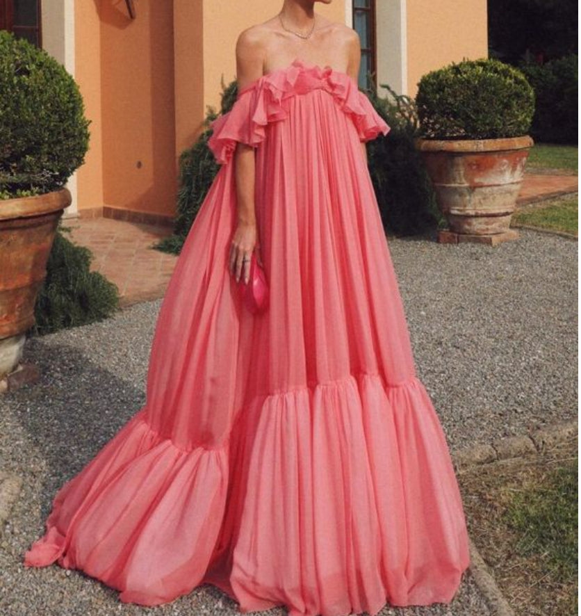 Pink long formal prom dress long evening party Gown