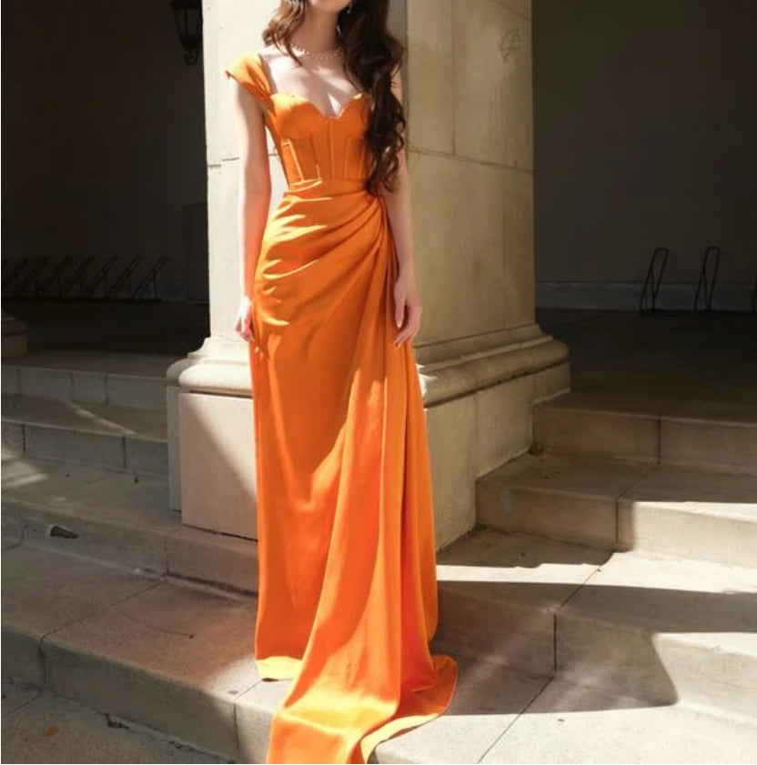 Elegant Orange Prom Dress Orange Formal Gown