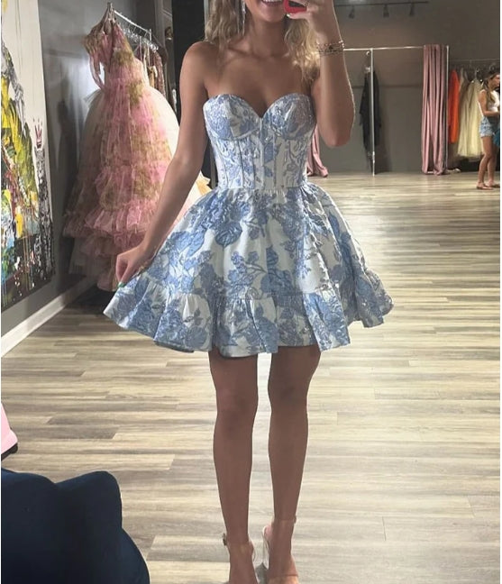 Floral Homecoming Dress with Ruffle