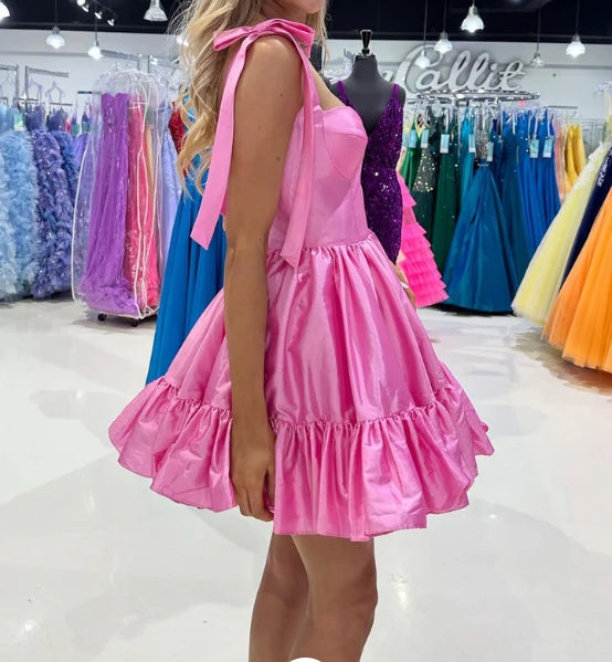 Cute Straps Ruffle Homecoming Dress