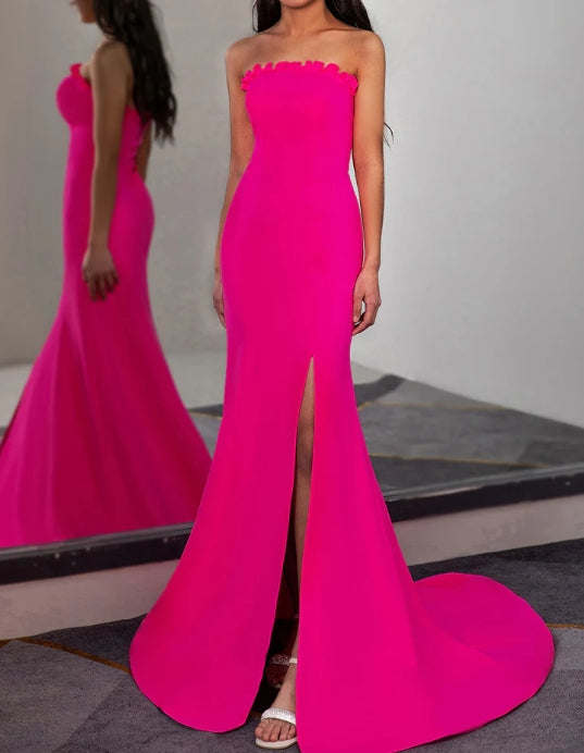 Fitted Strapless Prom Dress with Ruffle