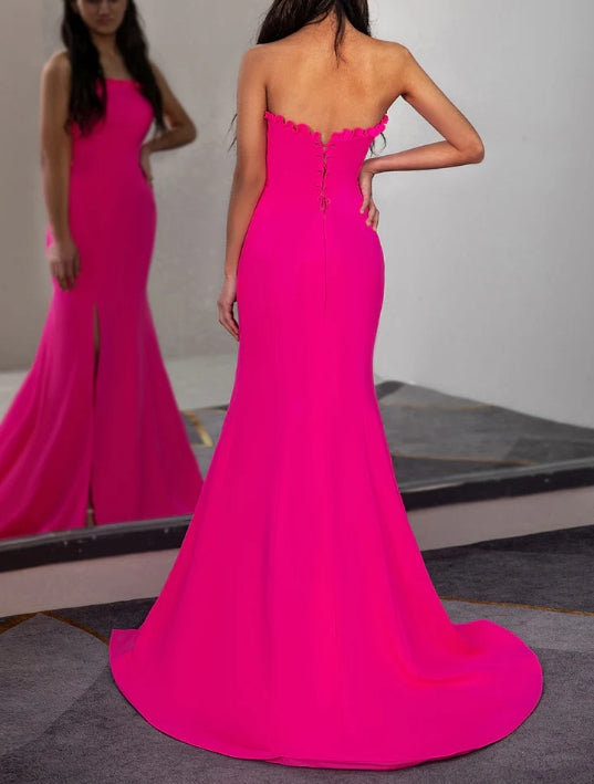 Fitted Strapless Prom Dress with Ruffle