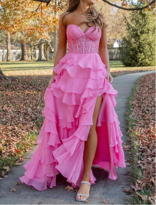 Sweetheart Corset Prom Dress with Slit