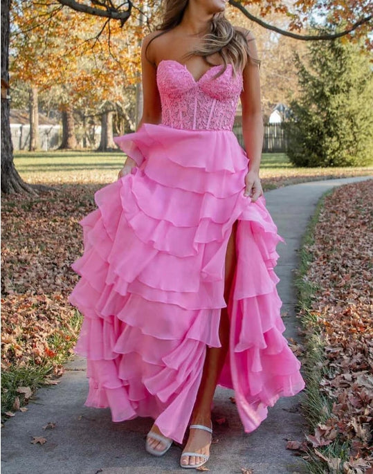 Sweetheart Corset Prom Dress with Slit