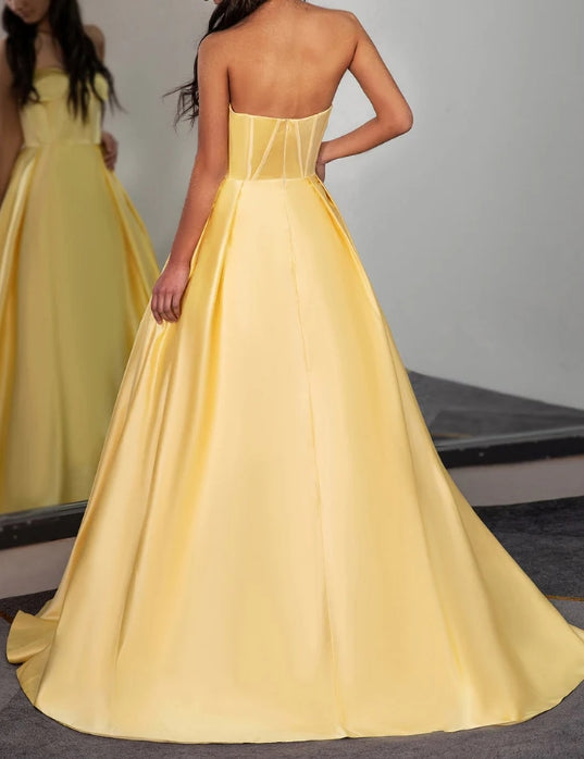 Yellow Sweetheart Prom Ball Gown
