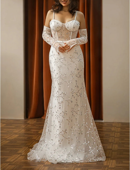 Beautiful White Lace Vintage Prom Dress