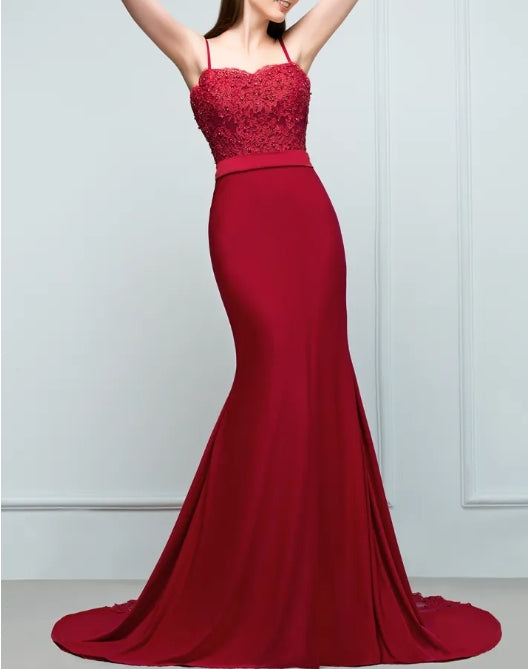 Mermaid Spaghetti- Straps Sweetheart Sleeveless Floor-Length Bridesmaid Dresses