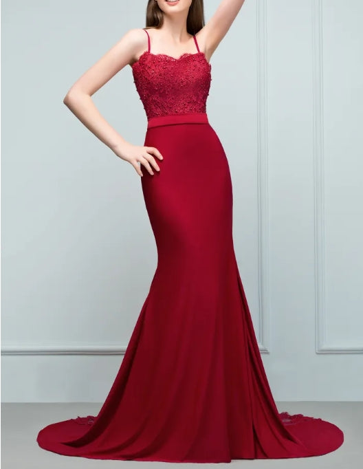 Mermaid Spaghetti- Straps Sweetheart Sleeveless Floor-Length Bridesmaid Dresses