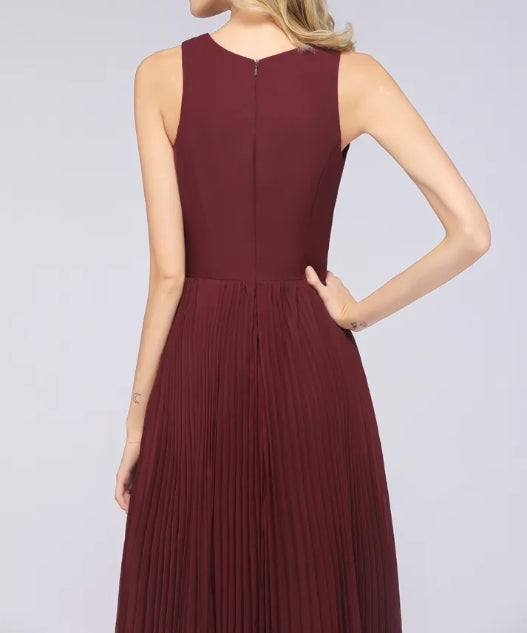 A-Line V-Neck Sleeveless Floor Length Chiffon Bridesmaid Dress with