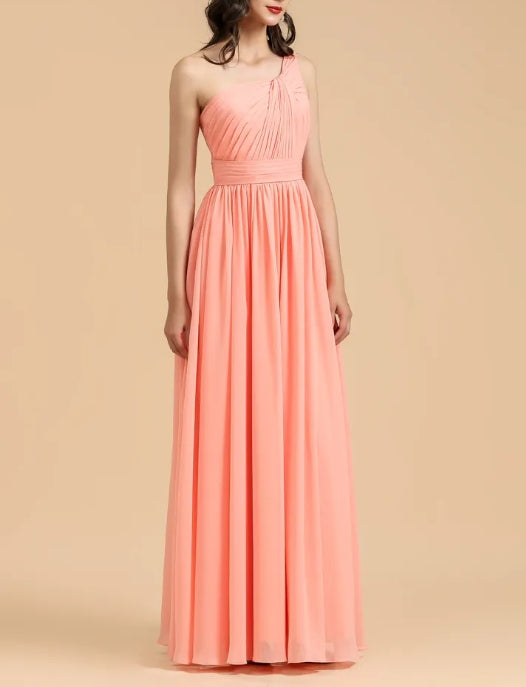 Asymmetrical Sleeveless A-Line Chiffon Bridesmaid Dress