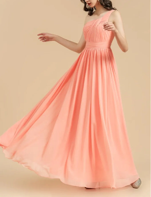 Asymmetrical Sleeveless A-Line Chiffon Bridesmaid Dress