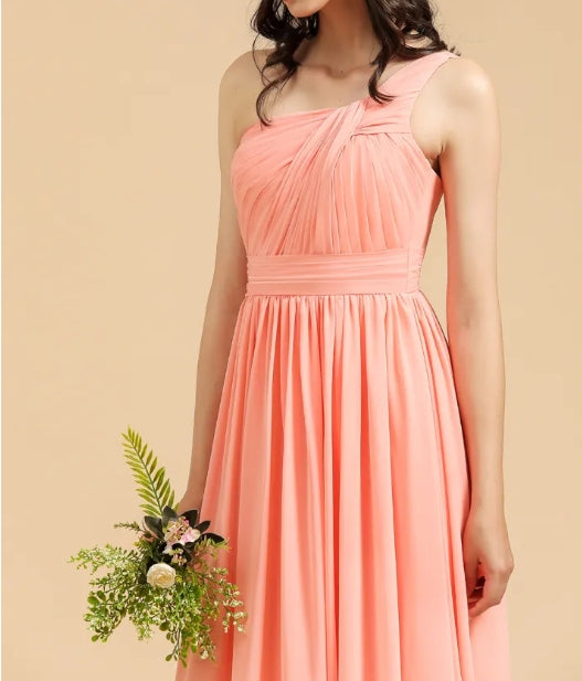 Asymmetrical Sleeveless A-Line Chiffon Bridesmaid Dress