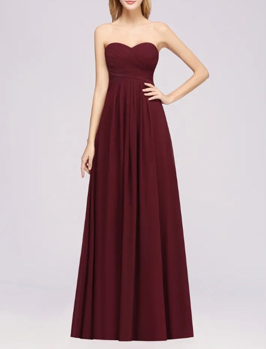 A-line Sweetheart Strapless Ruffles Floor-length Bridesmaid Dress