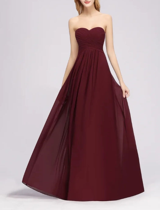 A-line Sweetheart Strapless Ruffles Floor-length Bridesmaid Dress