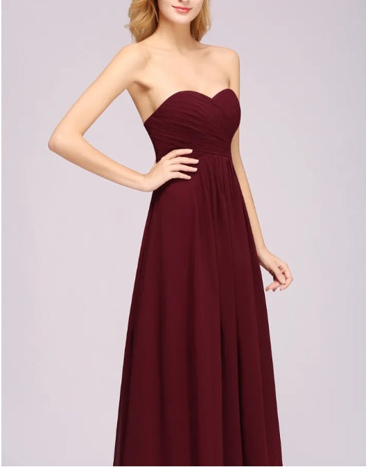 A-line Sweetheart Strapless Ruffles Floor-length Bridesmaid Dress