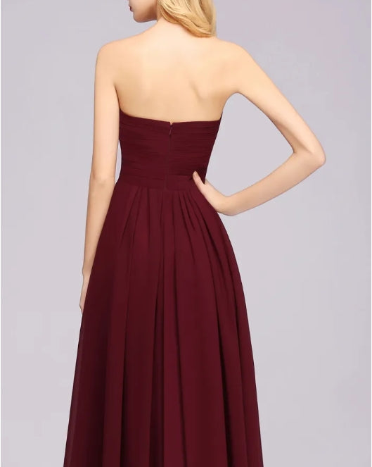 A-line Sweetheart Strapless Ruffles Floor-length Bridesmaid Dress