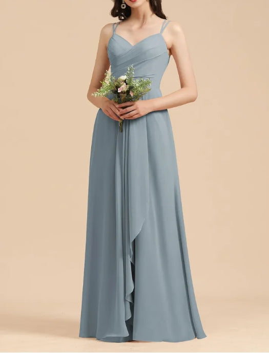 Spaghetti Strap A-line Sleeveless Bridesmaid Dress