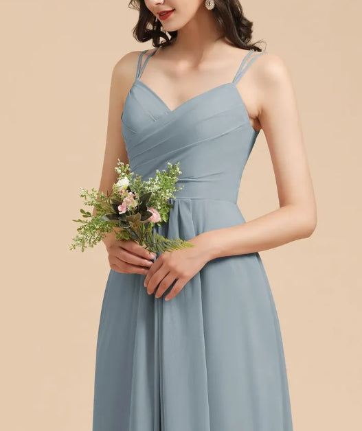 Spaghetti Strap A-line Sleeveless Bridesmaid Dress