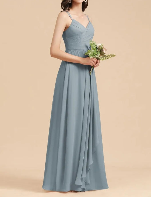 Spaghetti Strap A-line Sleeveless Bridesmaid Dress