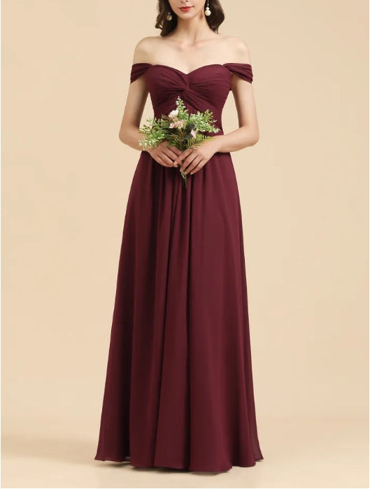 Elegant Sweetheart A-Line Off the Shoulder Bridesmaid Gown