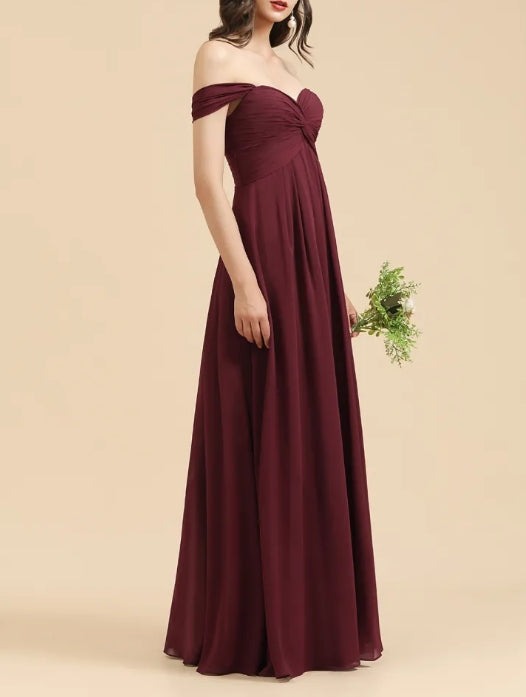 Elegant Sweetheart A-Line Off the Shoulder Bridesmaid Gown