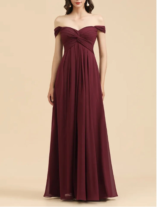 Elegant Sweetheart A-Line Off the Shoulder Bridesmaid Gown