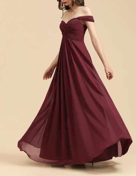 Elegant Sweetheart A-Line Off the Shoulder Bridesmaid Gown