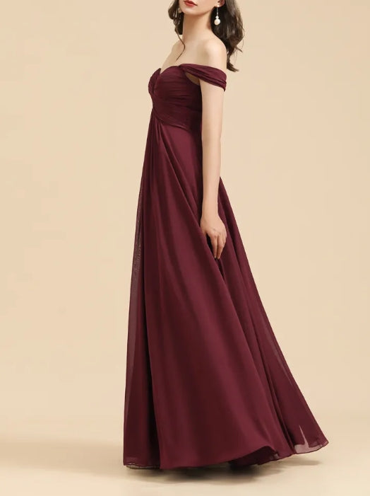 Elegant Sweetheart A-Line Off the Shoulder Bridesmaid Gown