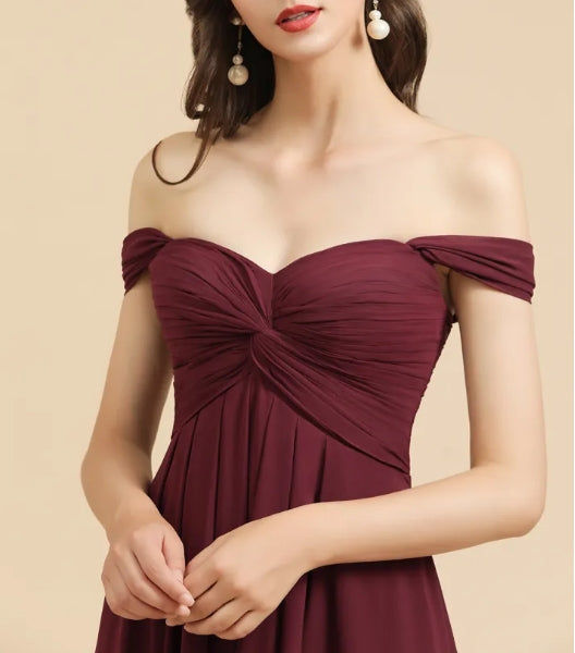 Elegant Sweetheart A-Line Off the Shoulder Bridesmaid Gown