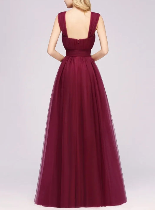 A-Line Sweetheart Straps Sleeves Floor-Length Bridesmaid Dresses with