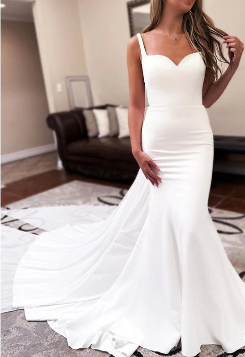 Long Chiffon Boho Wedding Dress Sweetheart Backless