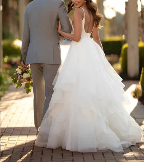 Classic Ball Gown Wedding Dress With Tulle Cascading Ruffles