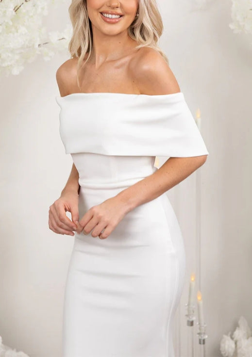Trumpet Mermaid Off-The-Shoulder Elastic Satin Wedding Dresses