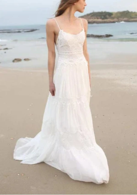 Sleeveless Chiffon Beach Boho Wedding Dress