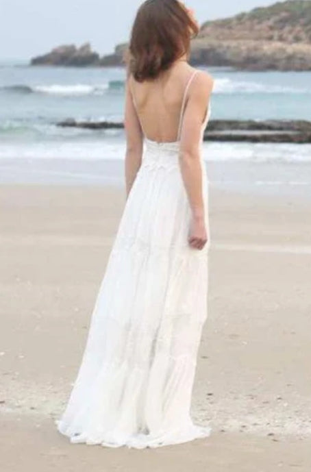 Sleeveless Chiffon Beach Boho Wedding Dress