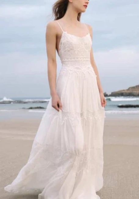 Sleeveless Chiffon Beach Boho Wedding Dress