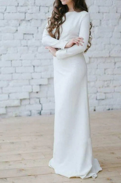 Long Sleeve Mermaid Dress With Appliqued Waist