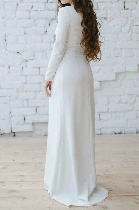 Long Sleeve Mermaid Dress With Appliqued Waist