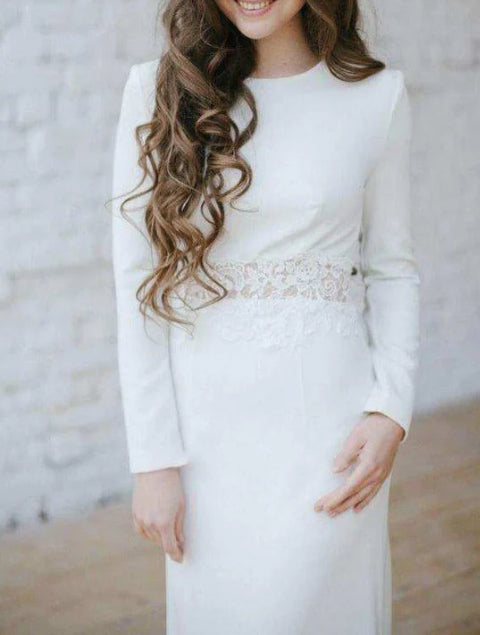 Long Sleeve Mermaid Dress With Appliqued Waist