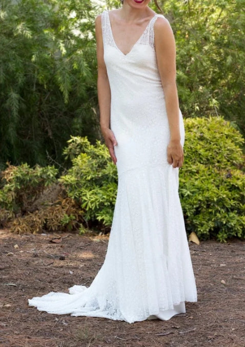 Lace Wedding Low Back Wedding Mermaid Wedding Backless Wedding Boho Wedding Dress