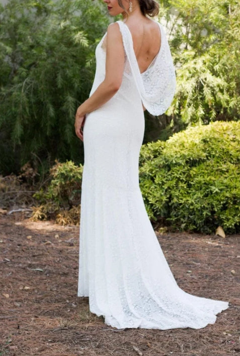Lace Wedding Low Back Wedding Mermaid Wedding Backless Wedding Boho Wedding Dress