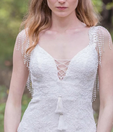 A-Line Pleated Wedding Dress With Appliques And Beading