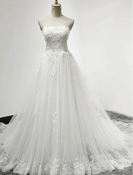 Tulle Wedding Dress With Lace Bodice Court Train