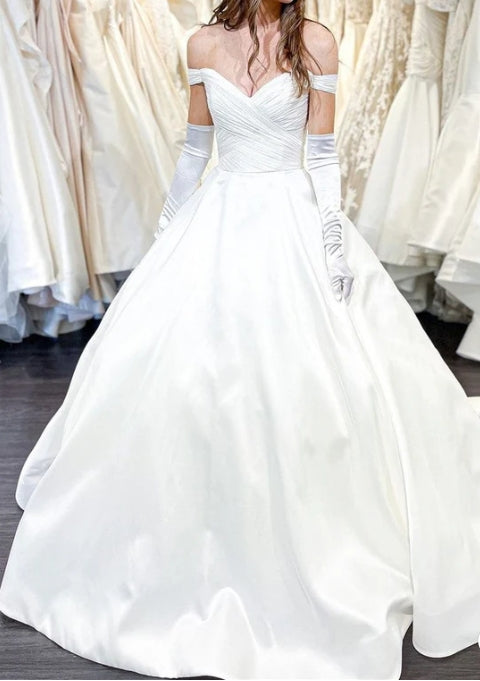 Vintage Off-the-Shoulder Bridal Ball Gown