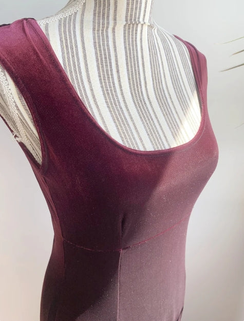 Vintage Prom Dress Velvet Maxi Dress Size Burgundy Slip Prom Dress