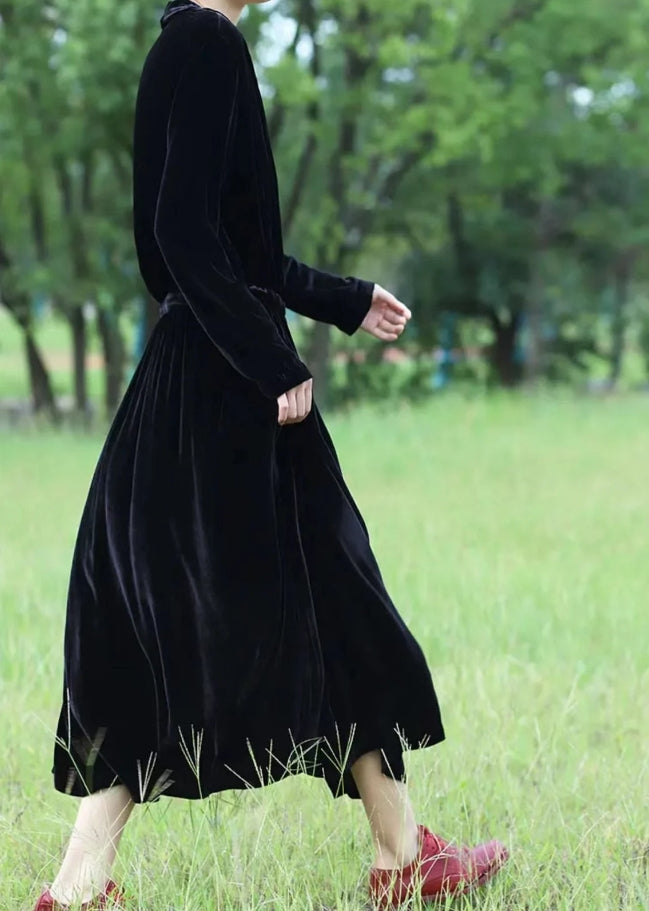 Women's Velvet Dress Maxi Dress Winter Warm Dress Long Sleeve Prom Dress Oversized Swing Dress Long Dress Wrap Dress