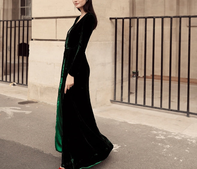 Formal Dresses Velvet Women  Evening Ball Gown  Velvet Dress Long Sleeve  Prom Dress Wrap
